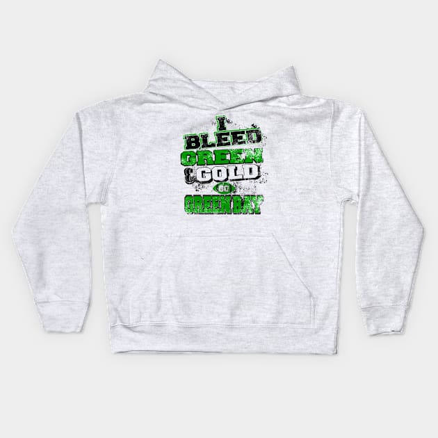 I Breed Green And Gold Greenbay Kids Hoodie by jerranne